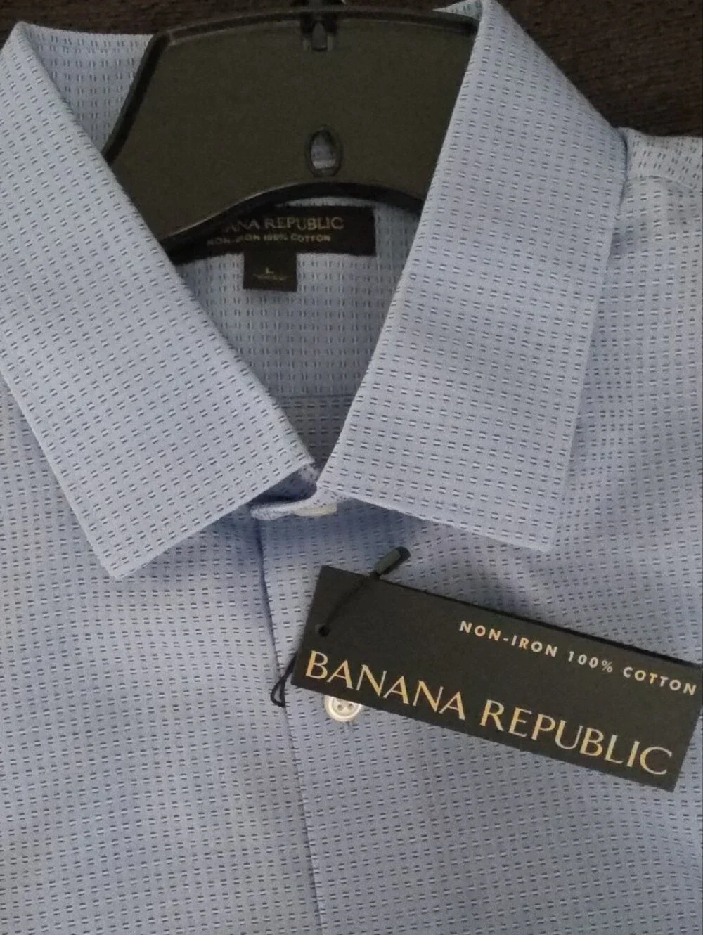 Banana Republic Men’s Light Blue Micro-Pattern Dress Shirt